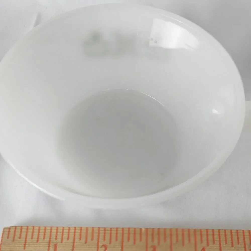 Vintage Anchor Hocking Fire King Green Meadows Floral Milk Glass Soup Bowl R2A1